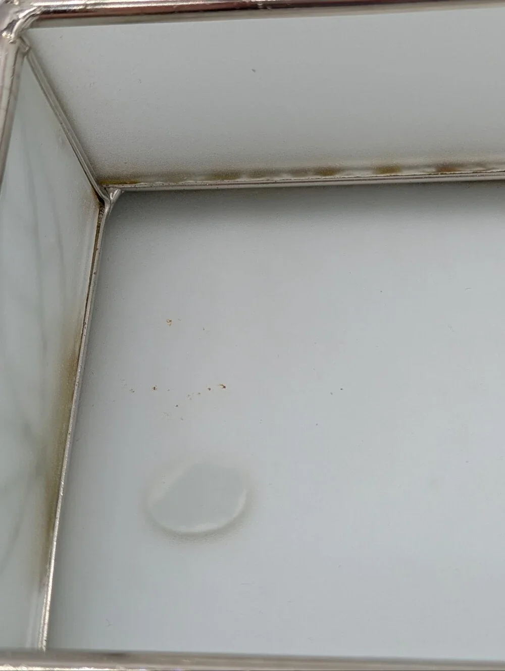 Frosted Glass Metal Leaf Design Rectangular Trinket Box